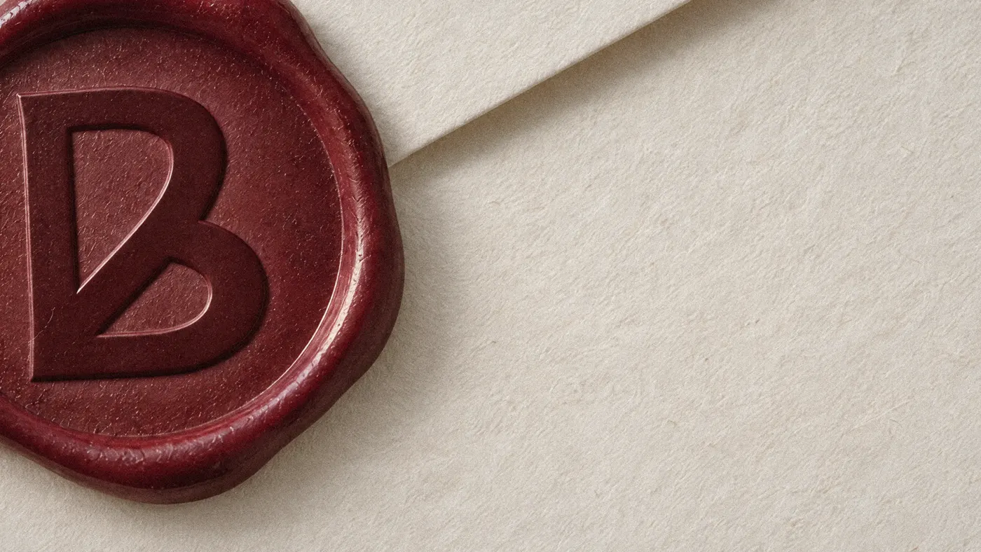 Le monogramme Bauvere pressé dans un cachet de cire