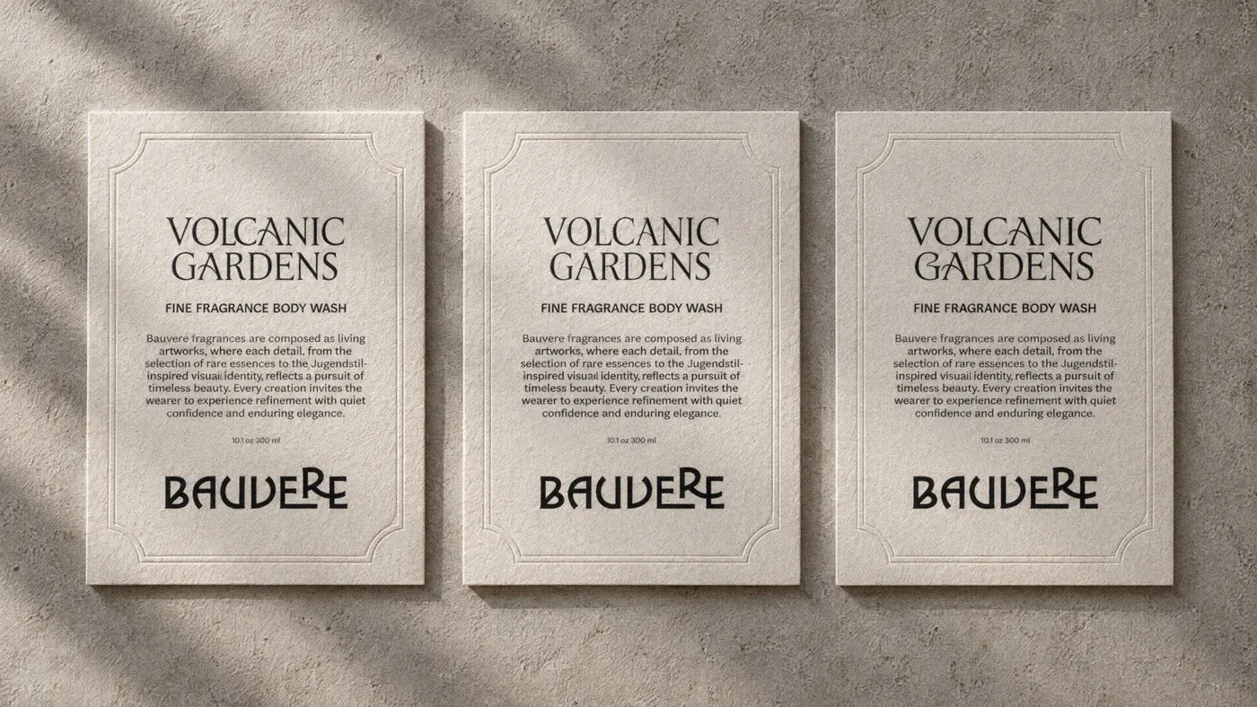 L’étiquette Volcanic Gardens, composée pour le conseil typographique